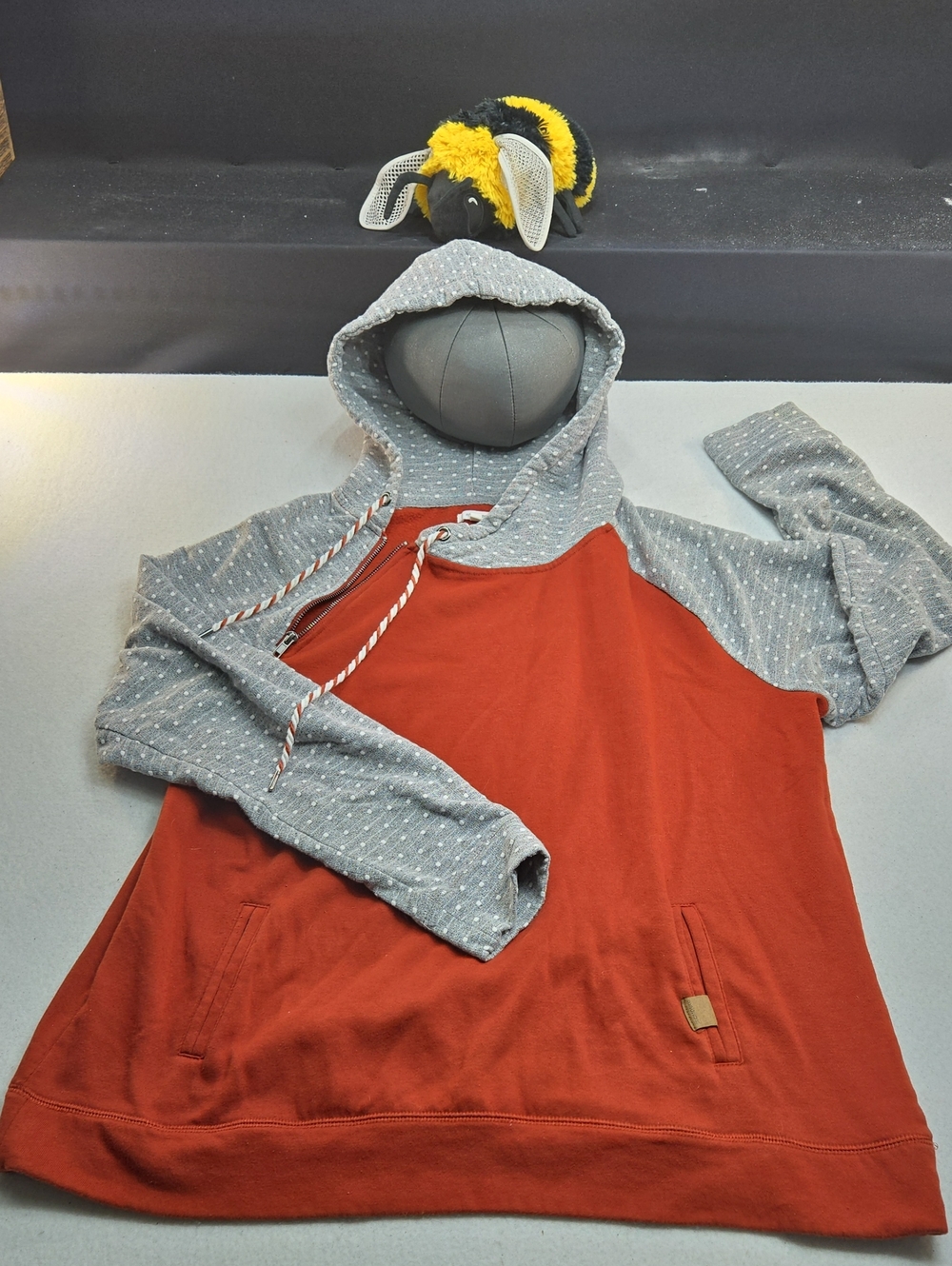 Maurice's Chalet Zip Hooded Pullover in Rust & Heather Gray